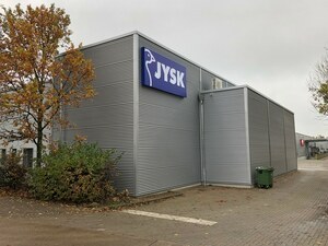 Erweiterung der Lager- und Verkaufsfl&auml;che f&uuml;r Jysk durch Circle Hallensysteme